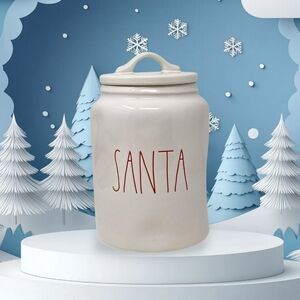 New 2020 Rae Dunn Christmas SANTA Canister White w/ Red Letter Candy/Cookie Jar